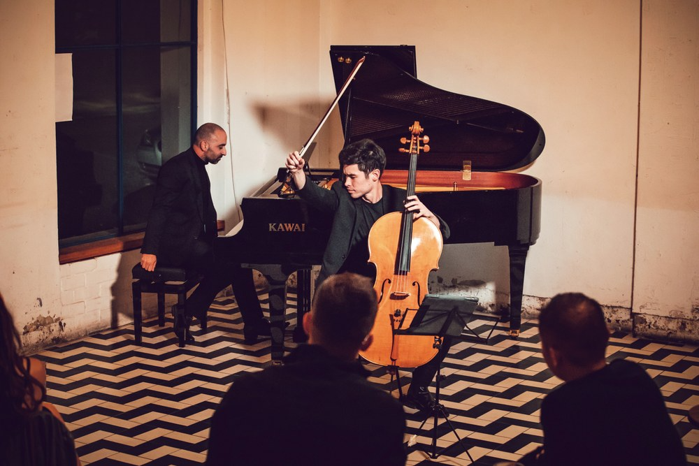 Vatche Jambazian playing Kawai grand piano with Cellist